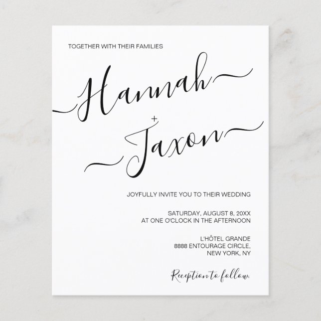 Casamento de Nome de Script Minimalista Simples (Frente)