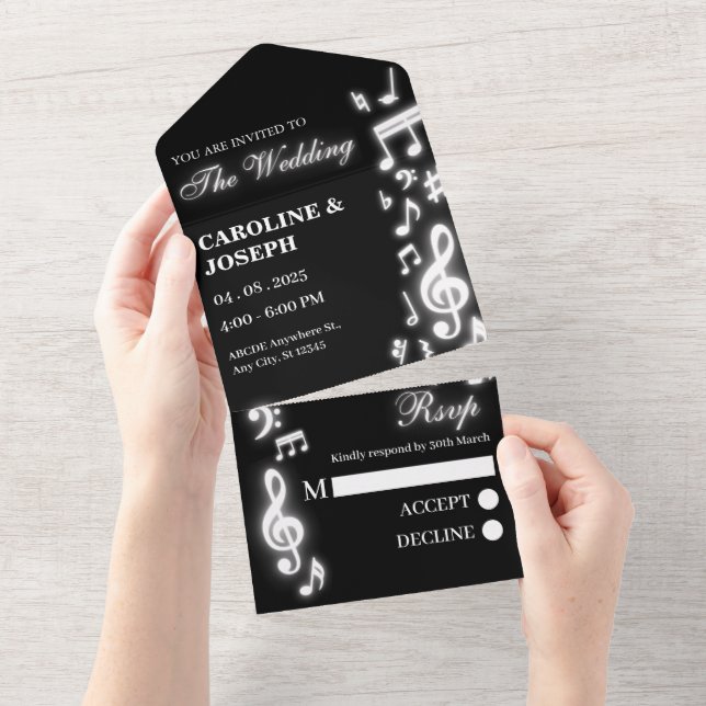 Casamento de notas musicais brilhantes (Aba destacável)