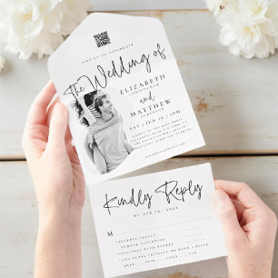 Casamento de Opção de Refeição de QR Foto Simples