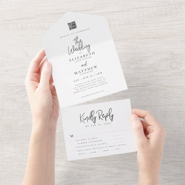 Casamento de Opção de Refeição Simples de QR Elega (Aba destacável)