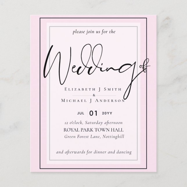 Casamento de Orçamento de Tipografia de Script de  (Frente)
