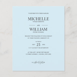 Casamento de Orçamento Elegante Azul Simples Chic