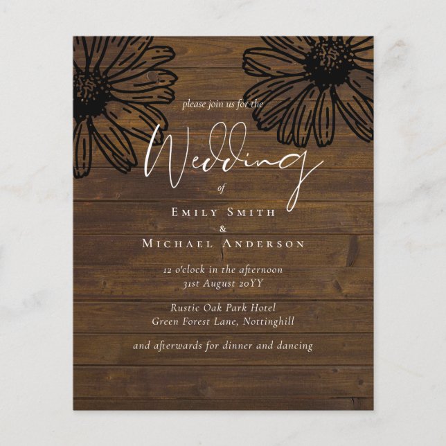 Casamento de Orçamento Elegante de Script Daisy Dr (Frente)