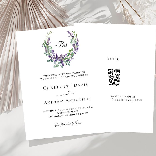 Casamento de orçamento RSVP de florais de lavanda  (Criador carregado)