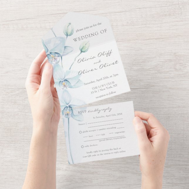 Casamento De Orquídea Azul Suave Em Um Único Convi (Tearaway)