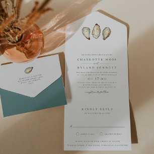Casamento de Ostras de Aquarela Costeira