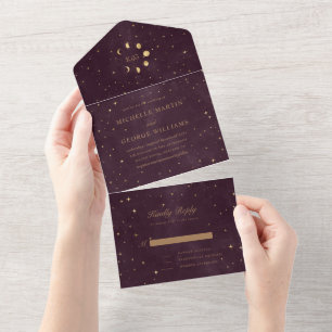 casamento de ouro celestial, tudo em um convite