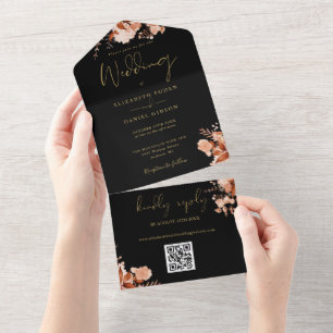 Casamento de Outono com Código QR Floral Rústico P