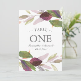 Casamento de Outono com Número de Mesa de Folhagem