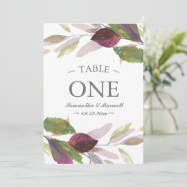 Casamento de Outono com Número de Mesa de Folhagem