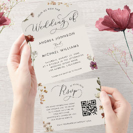 Casamento de outono de marfim de flores selvagens