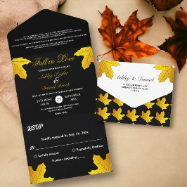 Casamento de Outono Elegante Luxo Preto e Dourado 