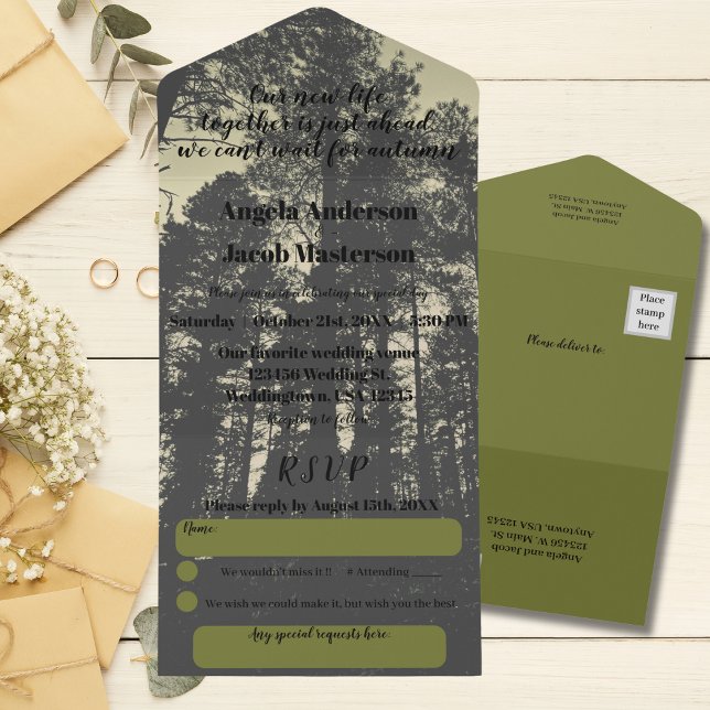 Casamento de Outono Verde de Pine Trees (Criador carregado)