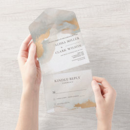 Casamento de Painterly com Aquarela Dourada Elegan