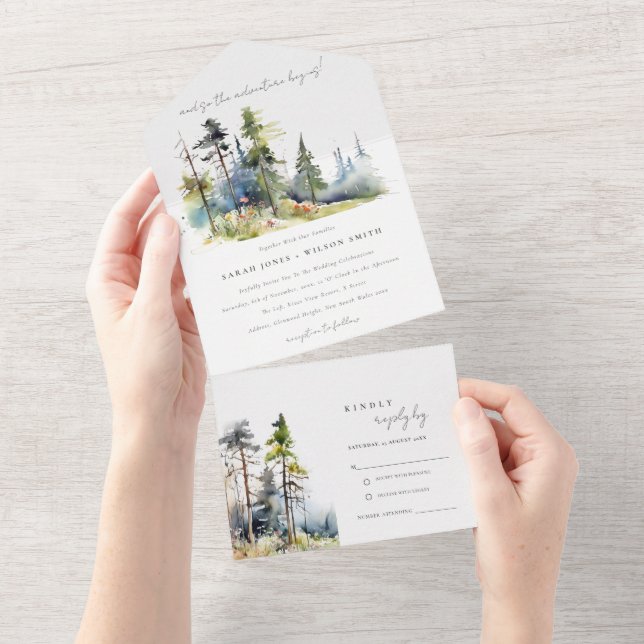 Casamento de Paisagem da Floresta de Pinheiro Inic (Aba destacável)
