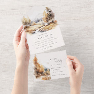 Casamento de Paisagem de outono com Cores Aquática