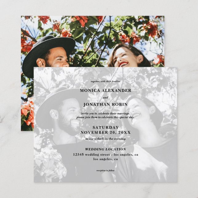 Casamento de Paisagem Preta e Branca do Orçamento (Frente/Verso)