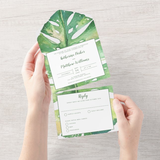 Casamento de Palm das Ilhas Tropicais Modernas (Aba destacável)