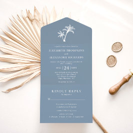 Casamento de Palm Tree Dusty Blue Tropical Beach