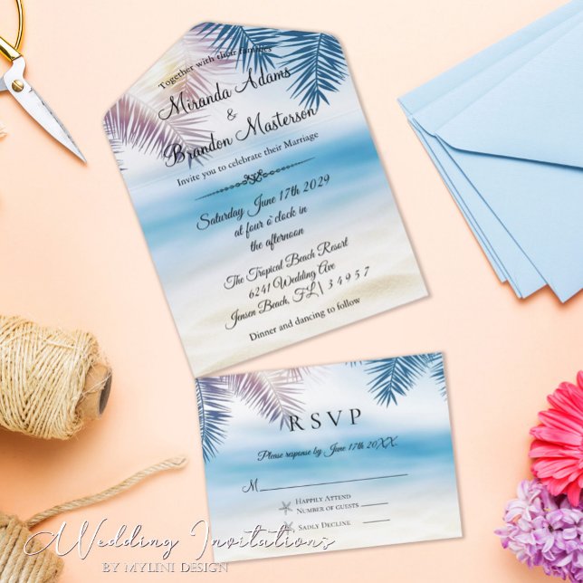 Casamento de Palma de Verão Tropical de Oceano Azu (Criador carregado)
