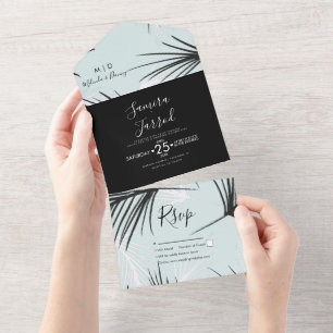 Casamento de Palma Tropical Desenhado à Mão