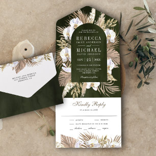 Casamento de palmeira seca de orquídea branca de B