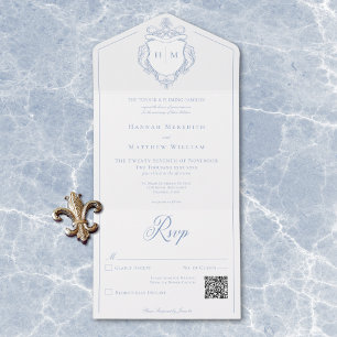 Casamento de Pássaros de Chinoiserie Azul Elegante