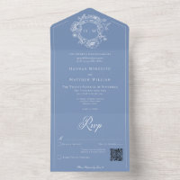 Casamento de Pássaros de Chinoiserie Azul Elegante