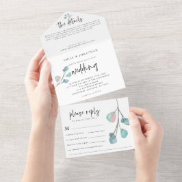 Casamento de Pastel Eucalyptus Rosa-Teal Moderno