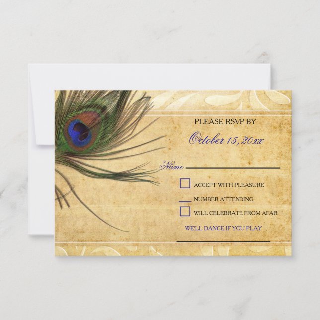 Casamento de Pavão Russo rsvp 3.5 x5 (Frente)