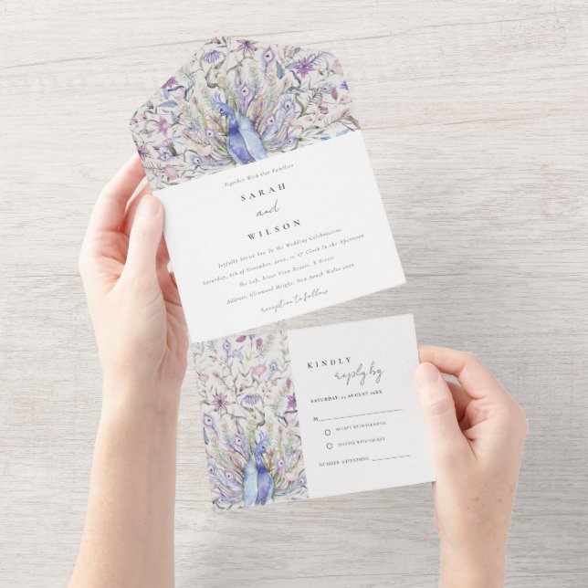 Casamento de Peacock com Aquarela Ornamentado de P (Tearaway)
