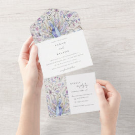 Casamento de Peacock com Aquarela Ornamentado de P
