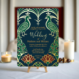 Casamento de Peacock e Lotus Elegante Deco Regal B