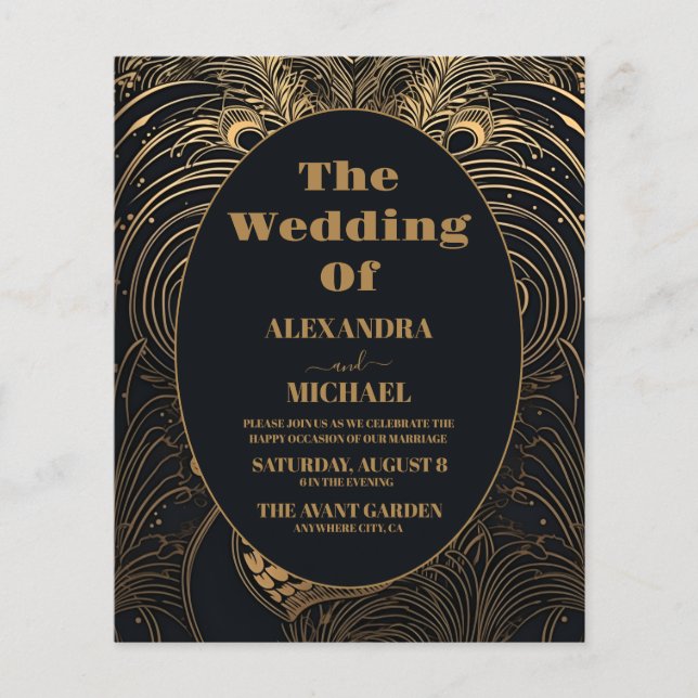 Casamento de Peacocks em Deco de Arte Elegante do  (Frente)