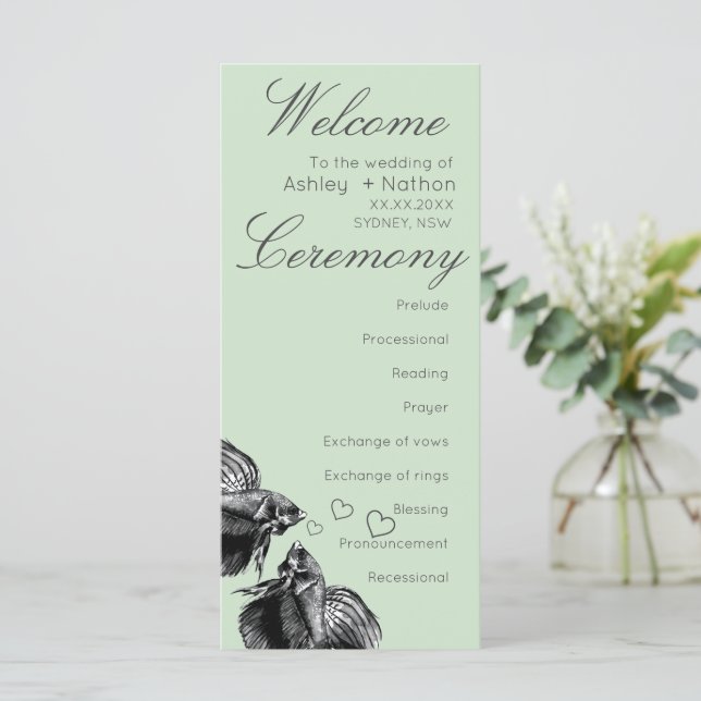 Casamento de Peixes Dourados Elegante Preto (Em pé/Frente)