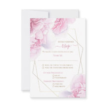 Casamento de peônias de cor floral rosa suave RSVP