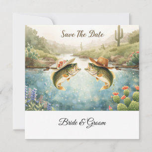 Casamento de Pesca no Texas Save the Date Cowboy