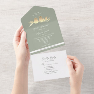Casamento de Pombinhos de Ouro Verde Sálvia