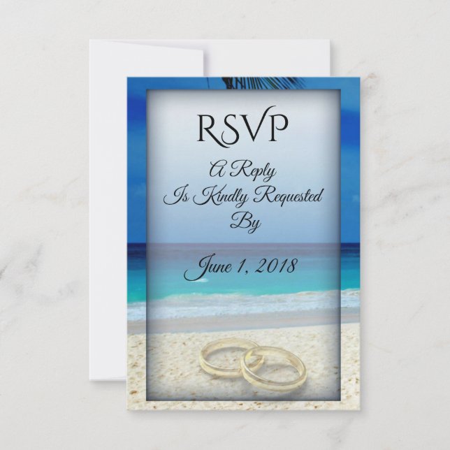 Casamento de Praia com Rings RSVP Card (Frente)