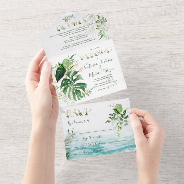 Casamento de Praia de Folhas Tropicais (Tearaway)