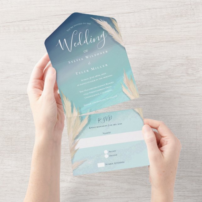 Casamento de Praia de Pampas Grass Ocean (Tearaway)