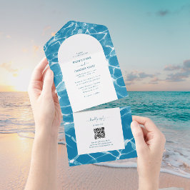 Casamento de Praia do Oceano Azul Moderno com Aqua