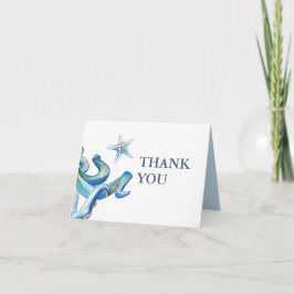 Casamento De Praia Dobrada Obrigado Cartões