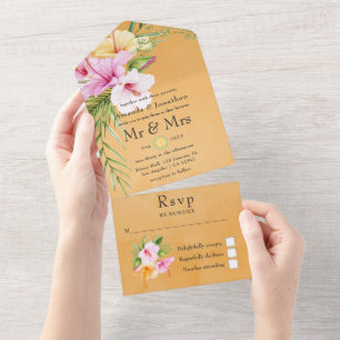 Casamento de Praia Floral Tropical de Watercolor