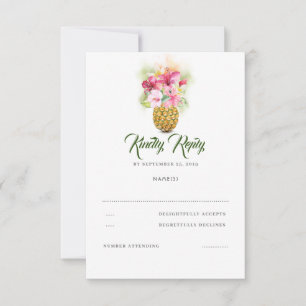 Casamento de praia floral tropical RSVP do vaso do