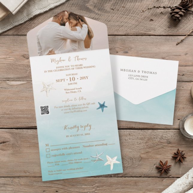 Casamento de praia mínimo com código QR de foto RS (Criador carregado)