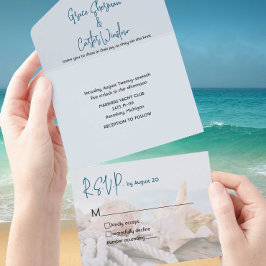 Casamento de Praia Náutico Blue Water Shells