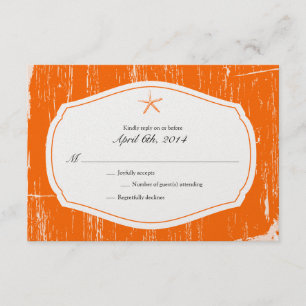 Casamento de praia rústico RSVP da estrela do mar