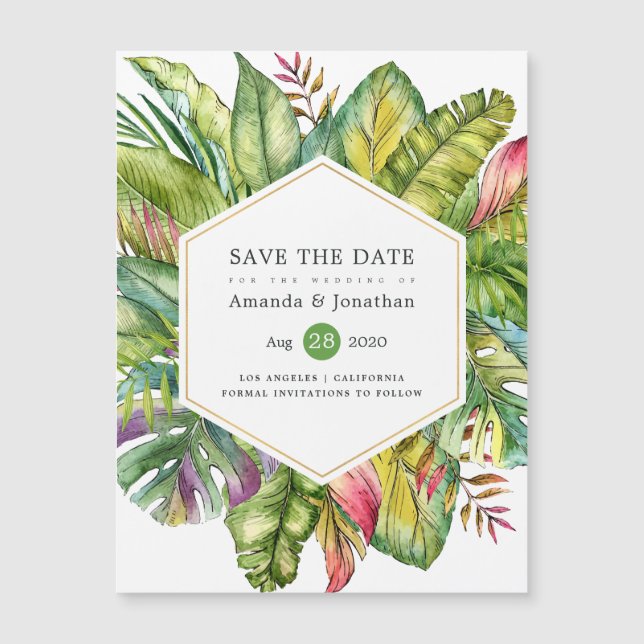 Casamento de Praia Tropical de Watercolor Summer (Frente)