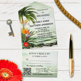 Casamento De Praia Tropical Em Um Único Convite